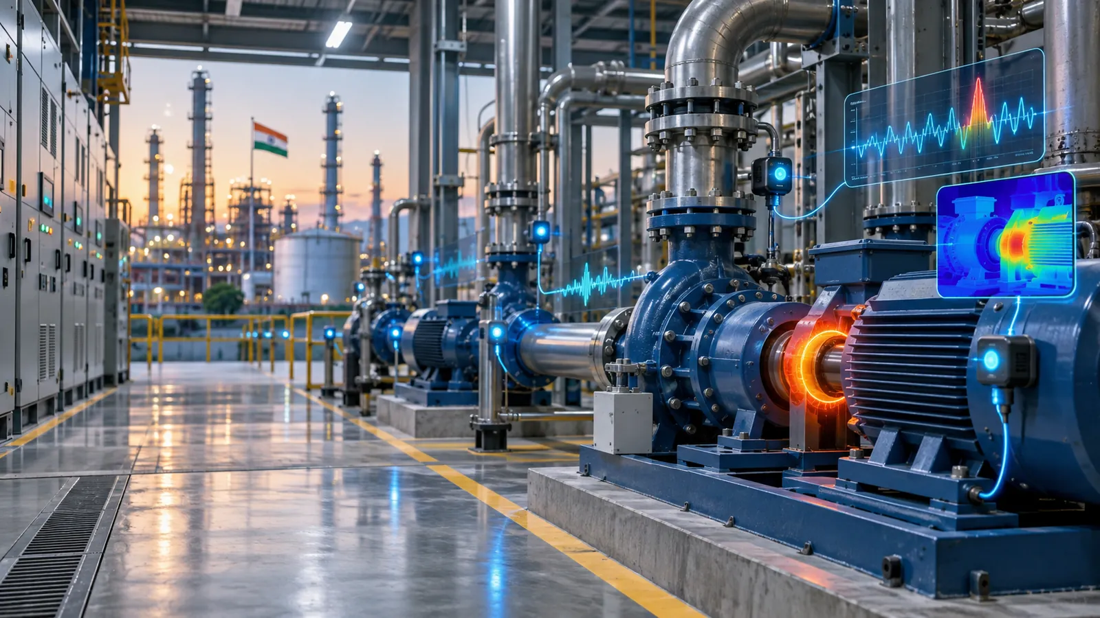 Industrial engineering workspace with technical drawings, instruments and performance data