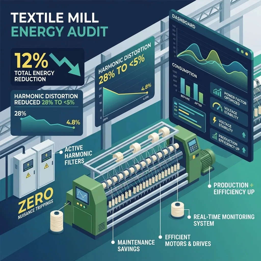 Textile Mill Energy Audit Impact Infographic